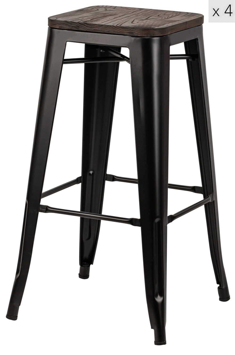 Lot de 4 tabourets de bar en métal et frêne naturel - Maisons du Monde