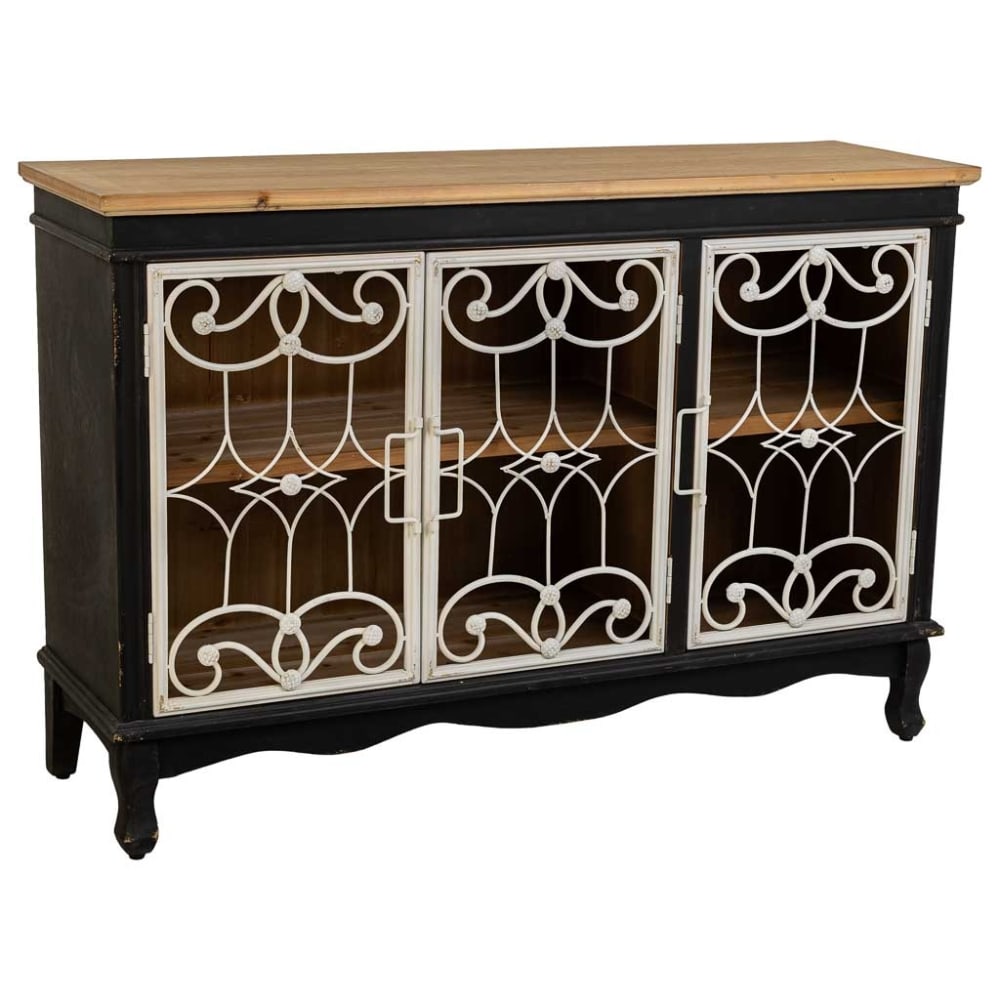 Buffet en bois et métal noir 120x36x80.5h