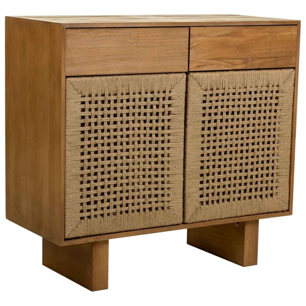 Wanderlust deco Konsole aus Holz und geflochtenem Seil, 80x36x75, braun - Holz
