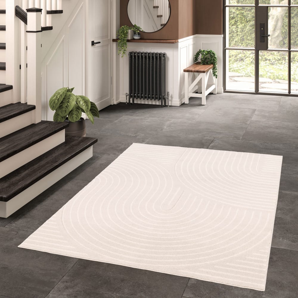 Tapis contemporain à motif géométrique - 160x230cm écru polypropylène — vue 3
