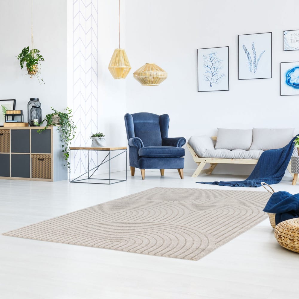Tapis contemporain à motif géométrique - 160x230cm beige polypropylène — vue 3