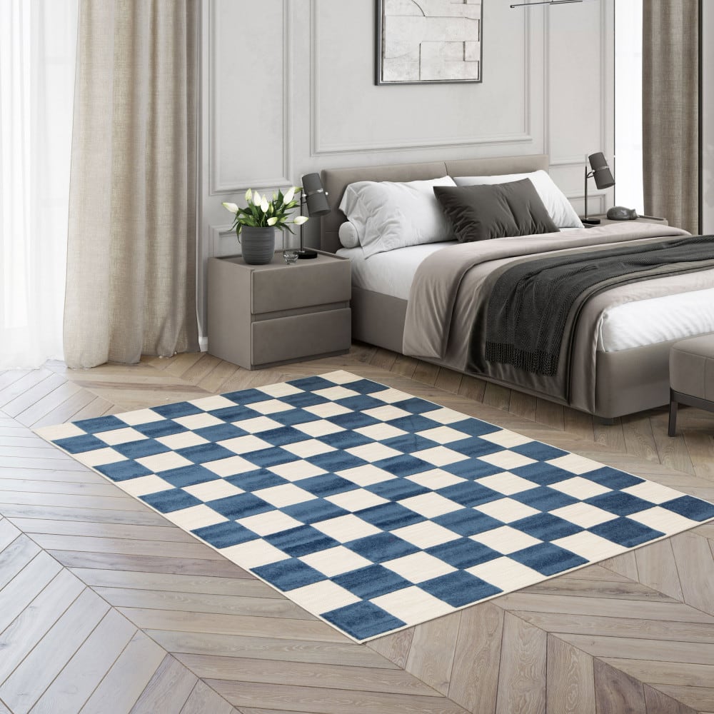 Tapis intérieur et extérieur géométrique -160x230cm bleu polypropylène - Maisons du Monde