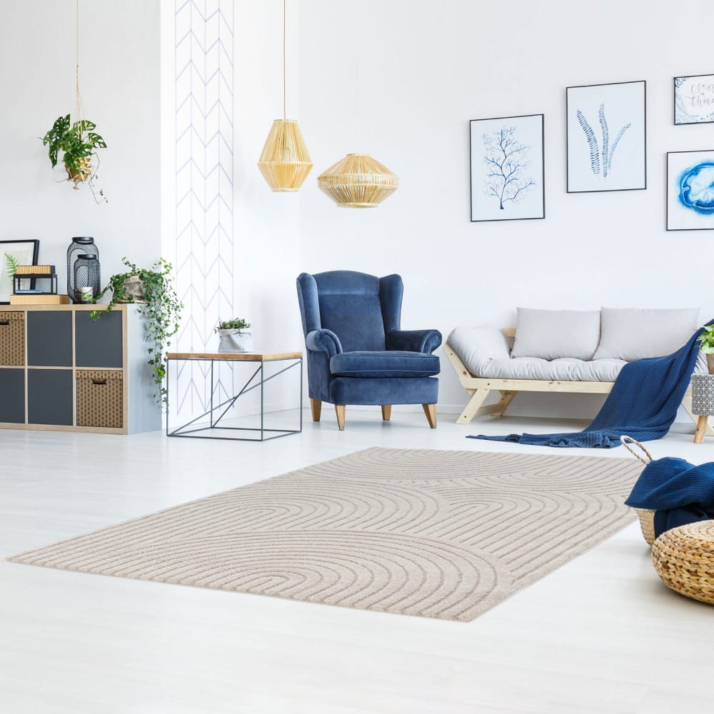 Tapis contemporain à motif géométrique - 200x290cm beige polypropylène — vue 3