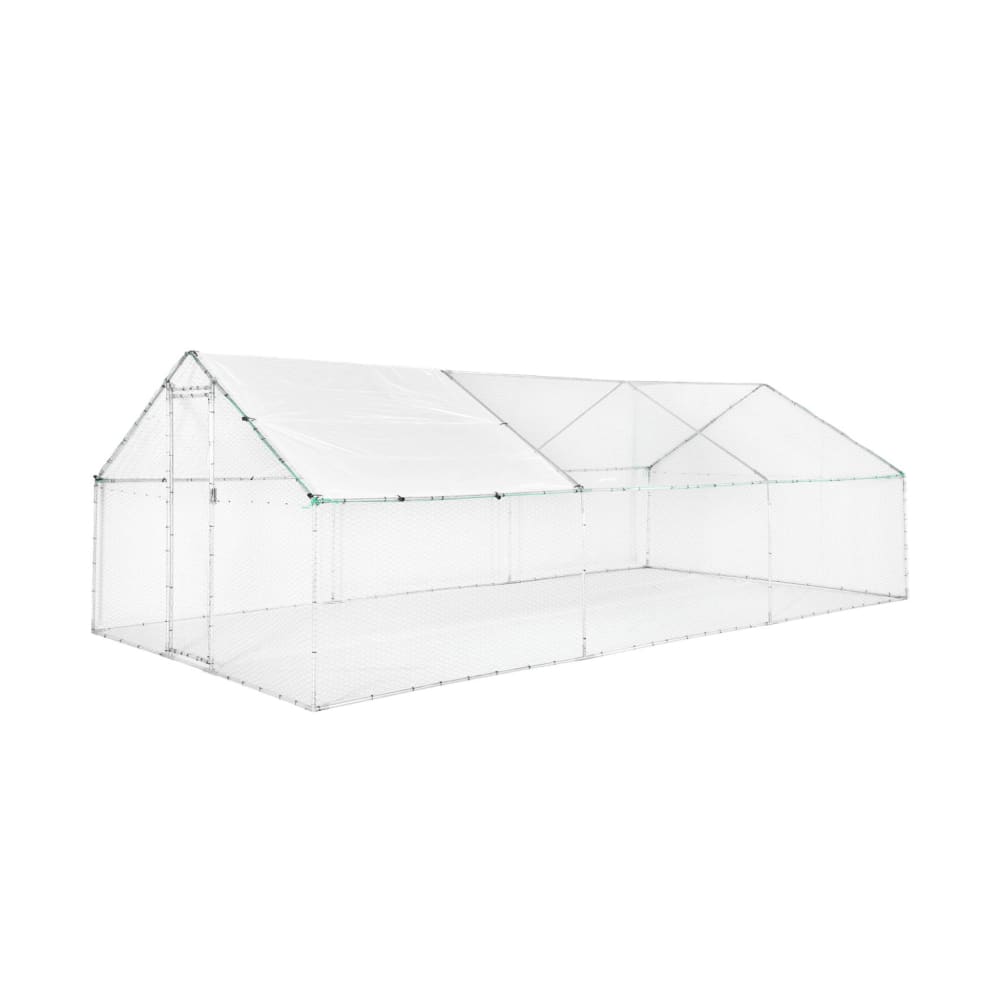 Enclos pour poules acier galvanisé gris et vert 18 m²