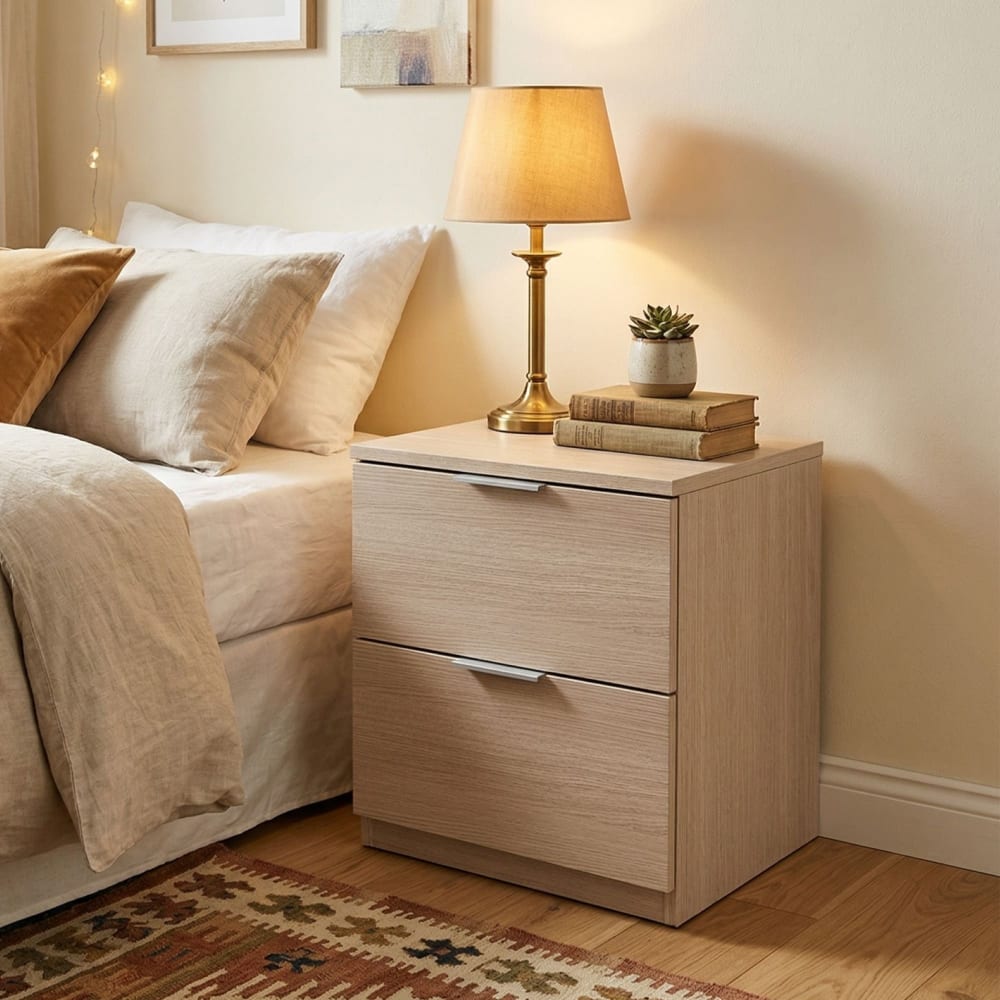 Chevet effet bois beige 38x34 cm - Maisons du Monde