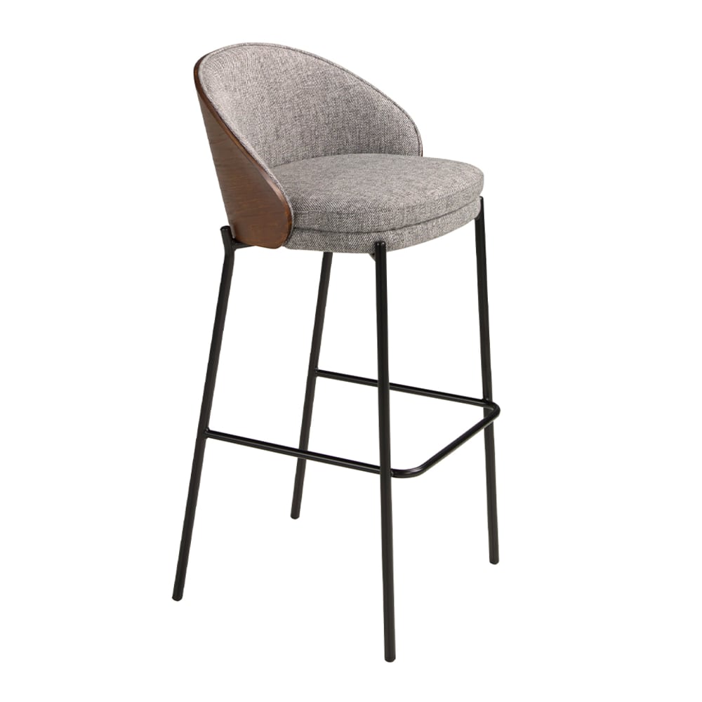Angel Cerda Hocker aus grauem Stoff und Walnussholz style modern - Stoff