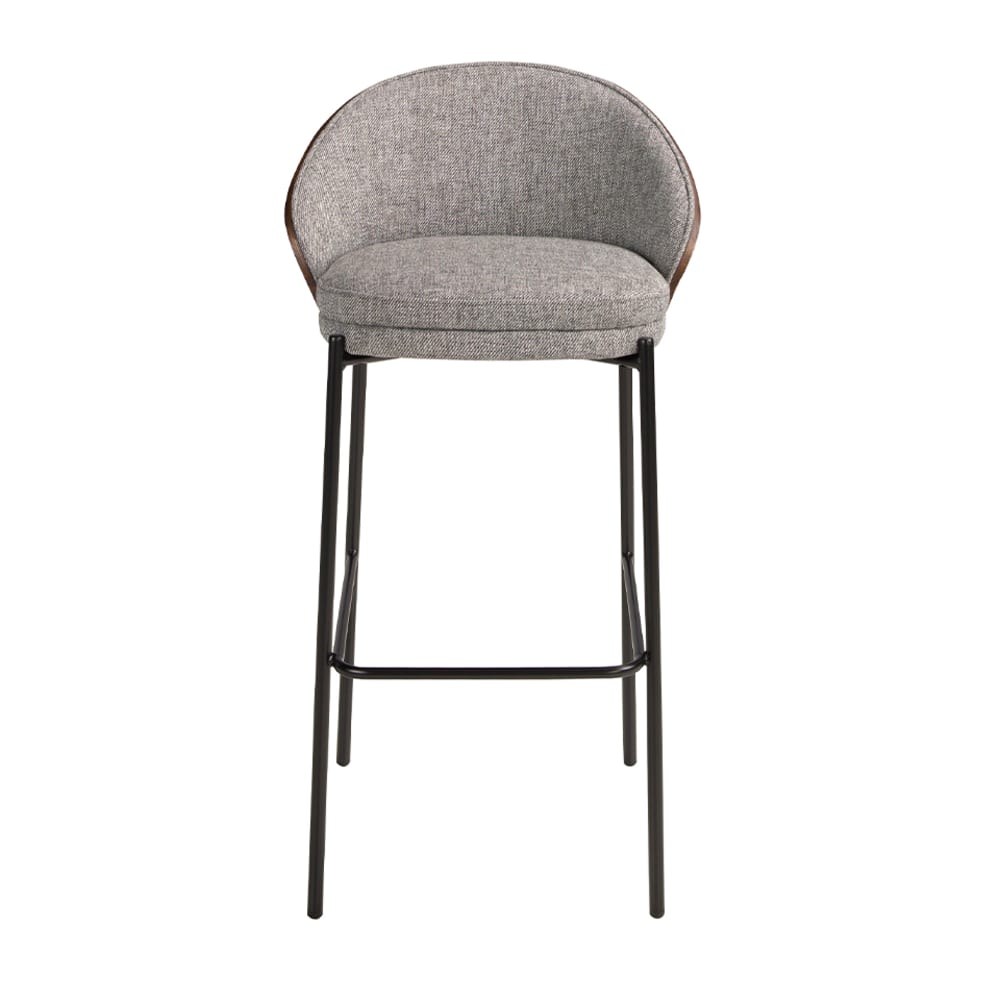 Tabouret en tissu gris et noyer - Maisons du Monde