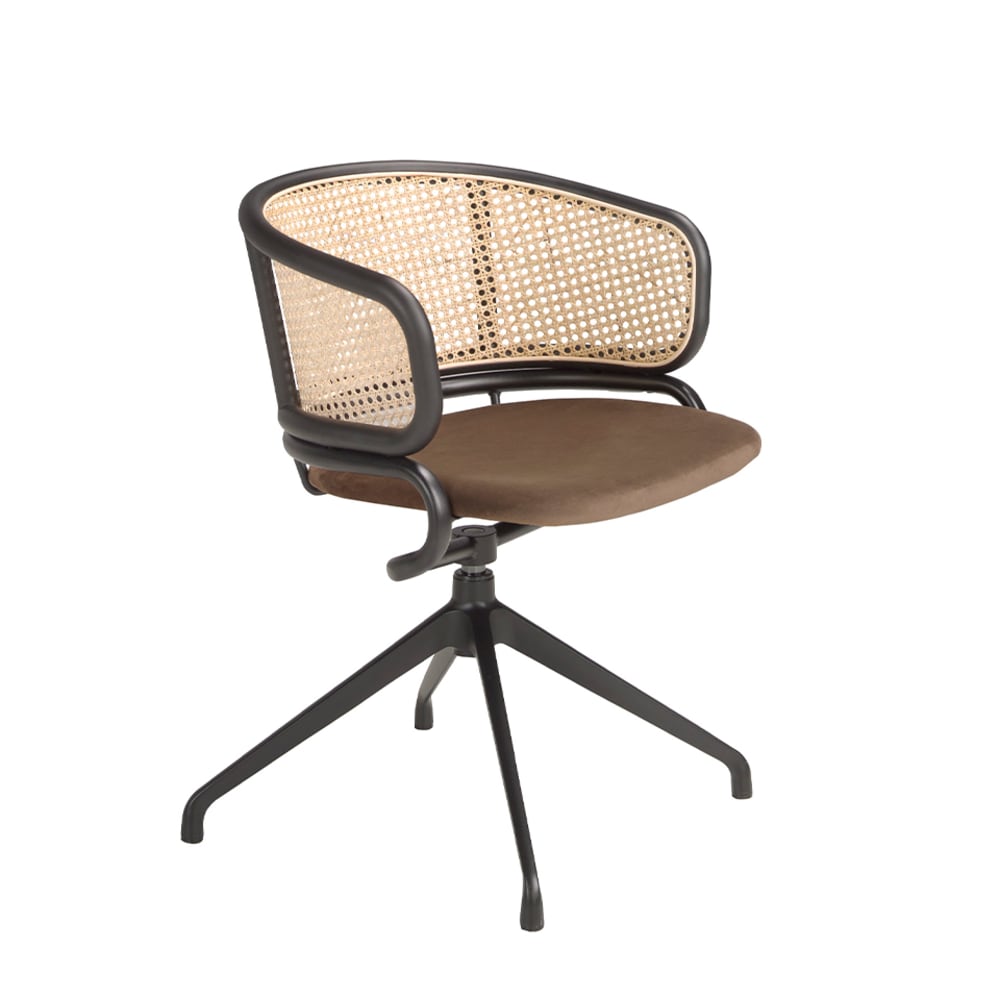 Angel Cerda Drehstuhl aus Rattan und braunem Samt style modern - Rattan