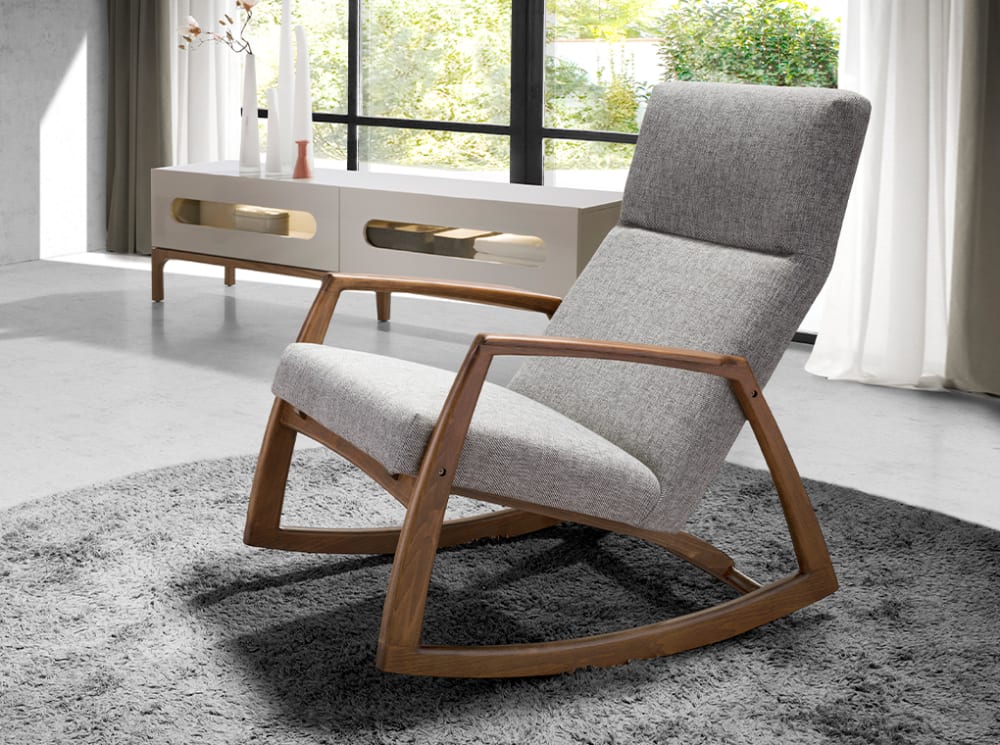 Fauteuil à bascule en tissu gris - Maisons du Monde