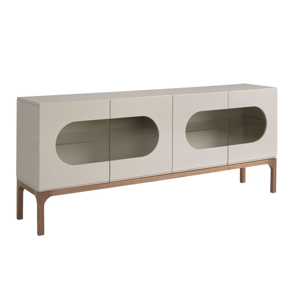 Buffet en noyer et gris avec éclairage intérieur Buffet en noyer et gris avec éclairage intérieur