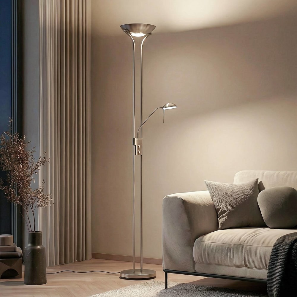 Lampadaire led en métal gris