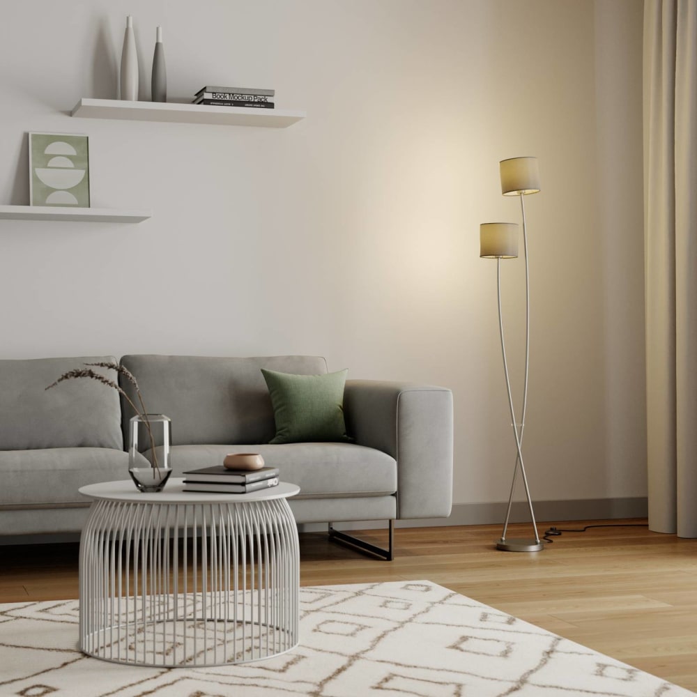 Lampadaire tissu en textile beige - Maisons du Monde