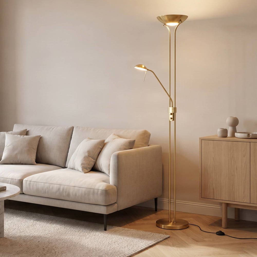 Lindby LED Stehlampe aus Metall, gold / messing style modern - Metall