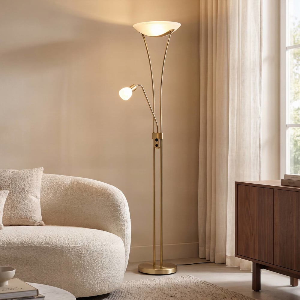 Lindby Stehlampe aus Metall, gold / messing style modern - Metall