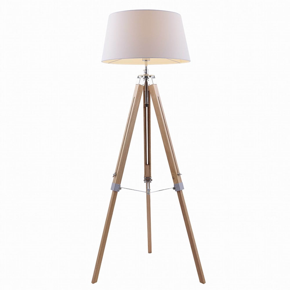Lampadaire Trepied en Bois Blanc