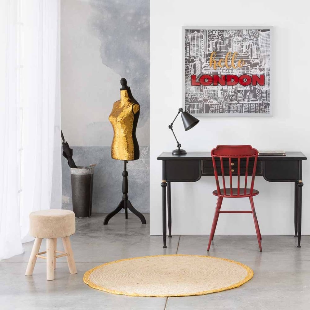 Mannequin en bois et mousse recouvert de tissu doré 24x37,5x168h cm