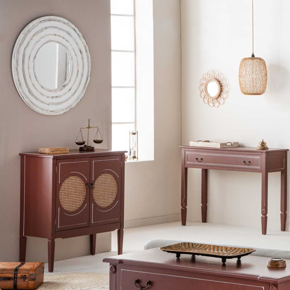 Console en bois et rotin marron 80x38x90h - Maisons du Monde
