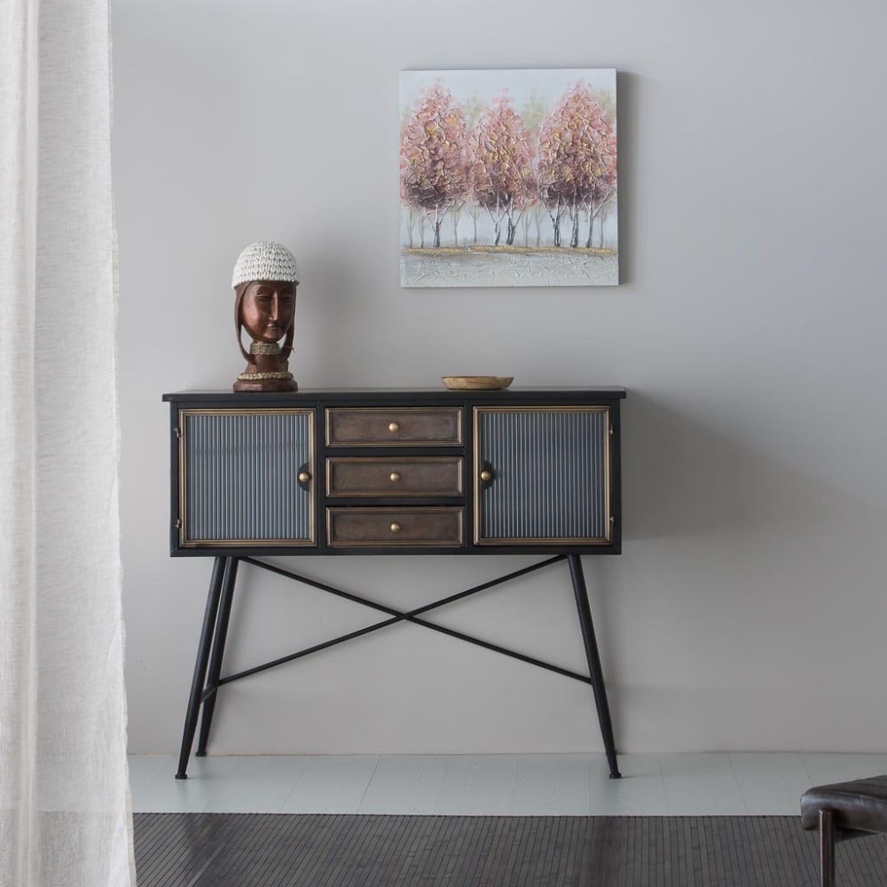Buffet en métal marron 122x42x100h