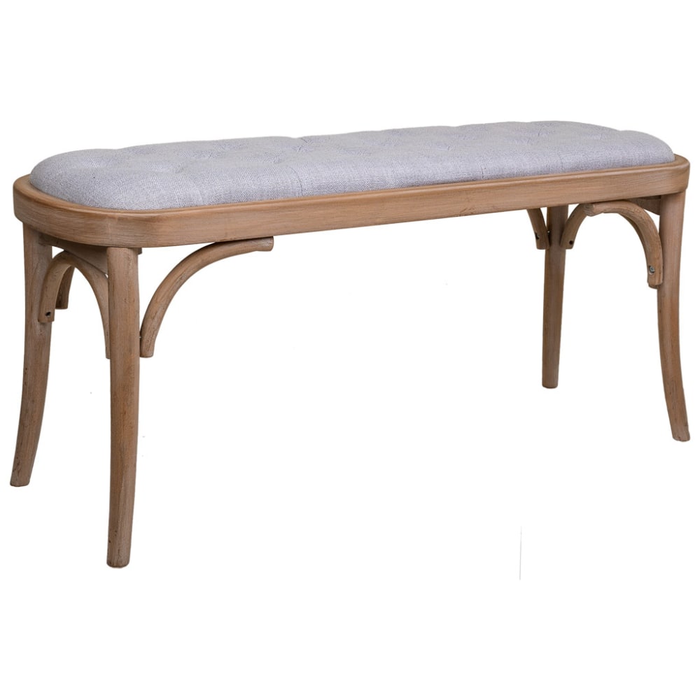 Banc en bois tapissé gris 110x37x47