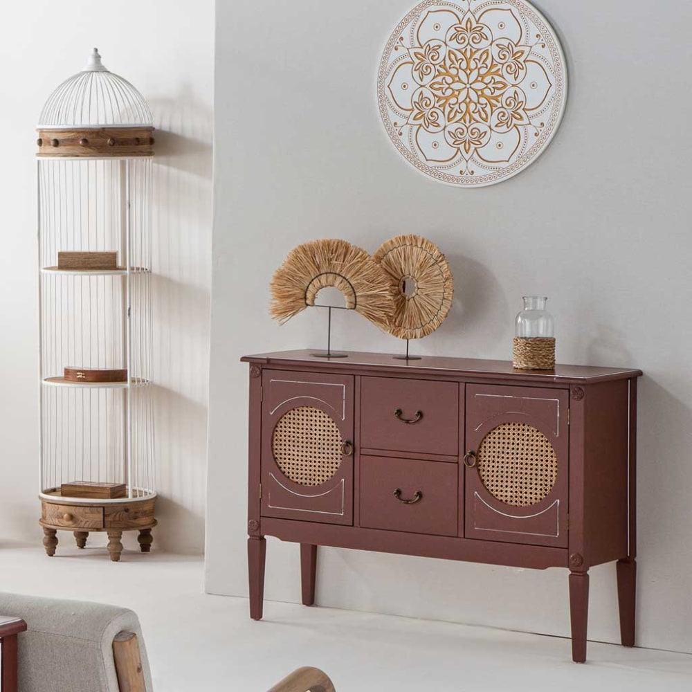 Buffet en bois et rotin marron 106x40x78h - Maisons du Monde