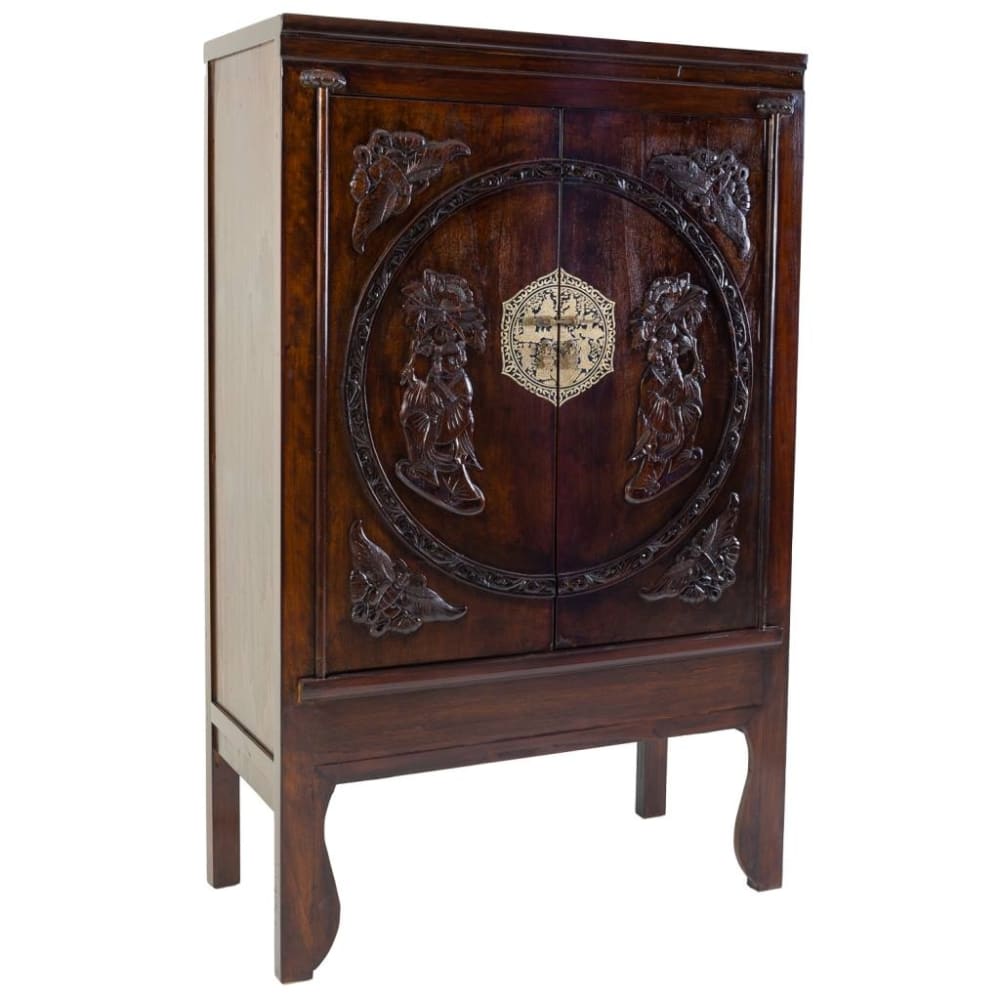 Wanderlust deco Holzschrank, 105x47x170h cm, Brauner style exotic Braun Spanplatte