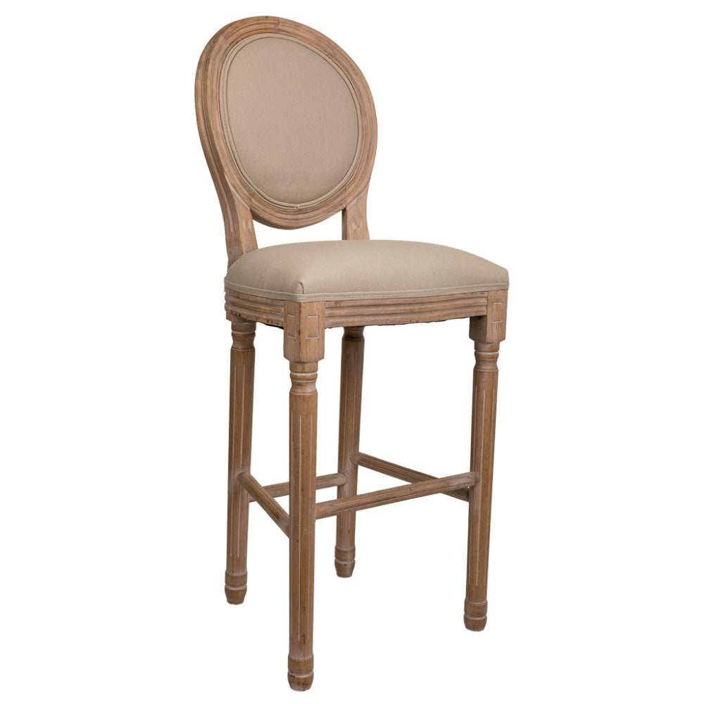 Tabouret en bois tapissé marron 48x42x76/121h
