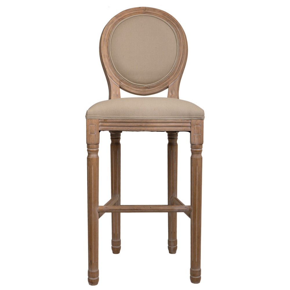 Tabouret en bois tapissé marron 48x42x76/121h