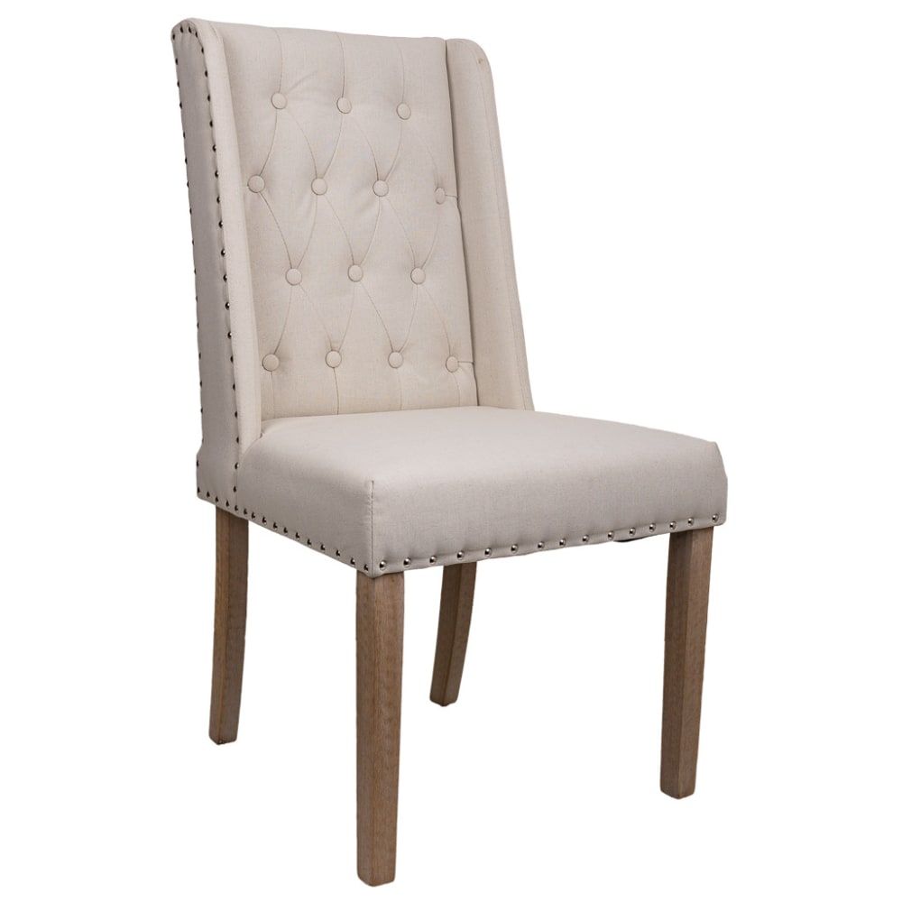 Wanderlust deco gepolsterter Holzstuhl, 53x53x48/102h cm, Cremefarbener style classic chic Beige Baumwolle