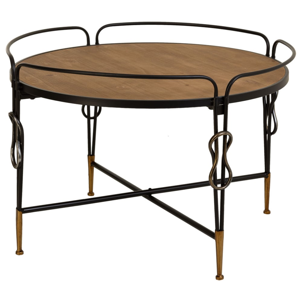 Wanderlust deco Couchtisch aus Holz und Metall, 78x78x53, schwarz - Holz