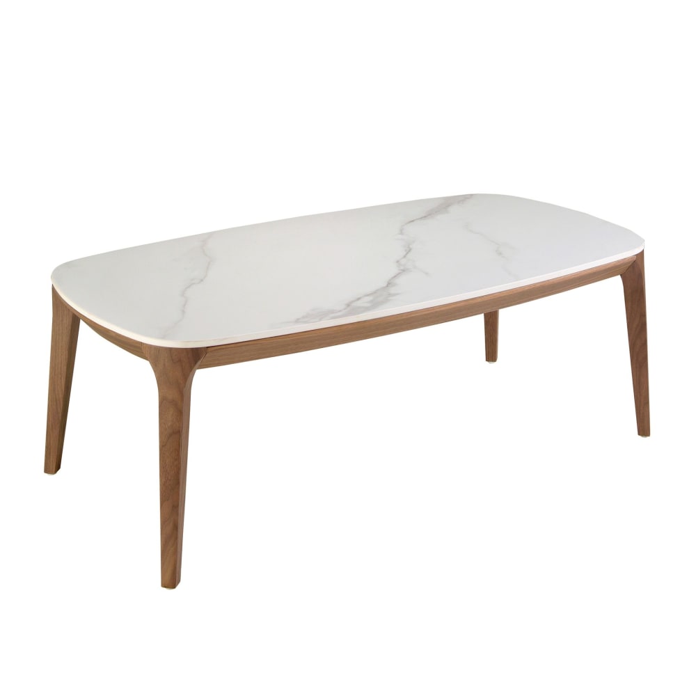 Angel Cerda Ovaler Tisch aus Porzellan, Marmor und Nussbaum style modern Weiß Porzellan