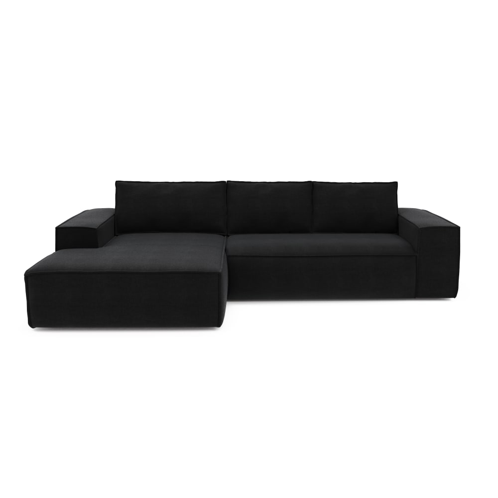 Canapé convertible angle gauche 5 places en velours anthracite foncé