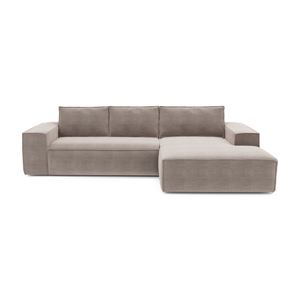 Canapé convertible angle droit 5 places en velours taupe