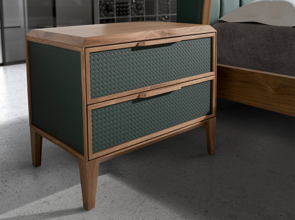 Table de chevet en pvc vert foncé et noyer - Maisons du Monde