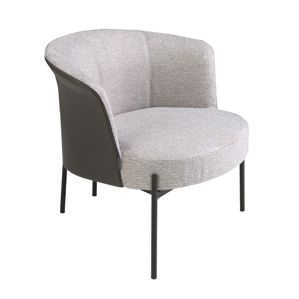 Fauteuil en tissu gris - cuir