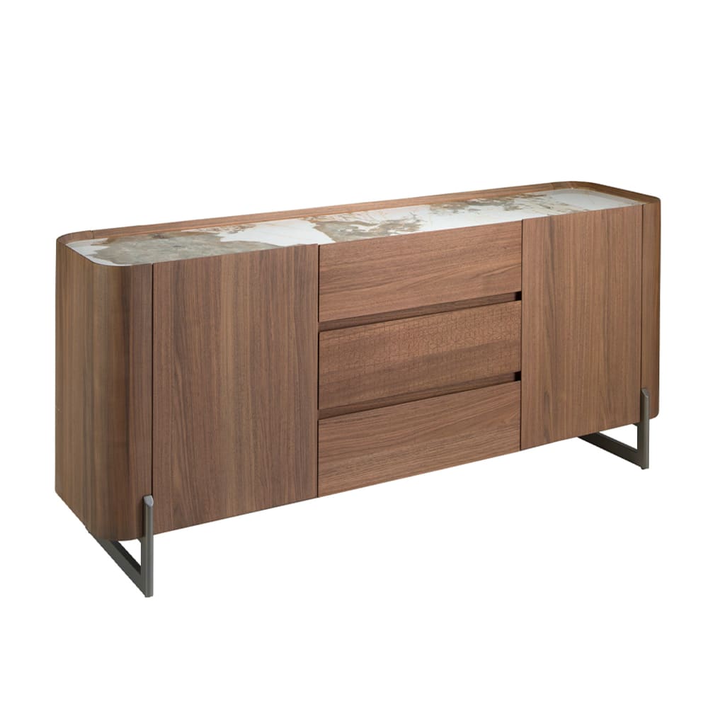 Buffet en noyer et acier - dessus