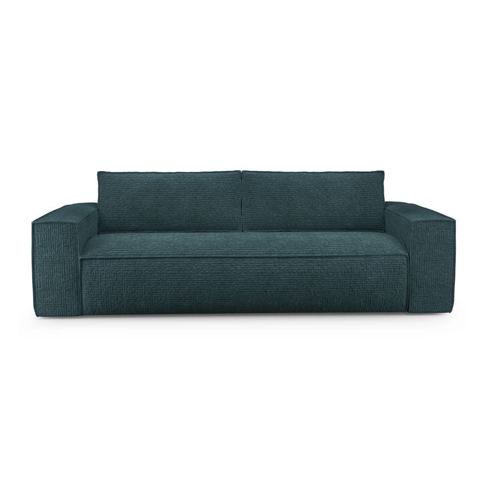 Canapé convertible express dunlopillo velours à motifs bleu 140cm