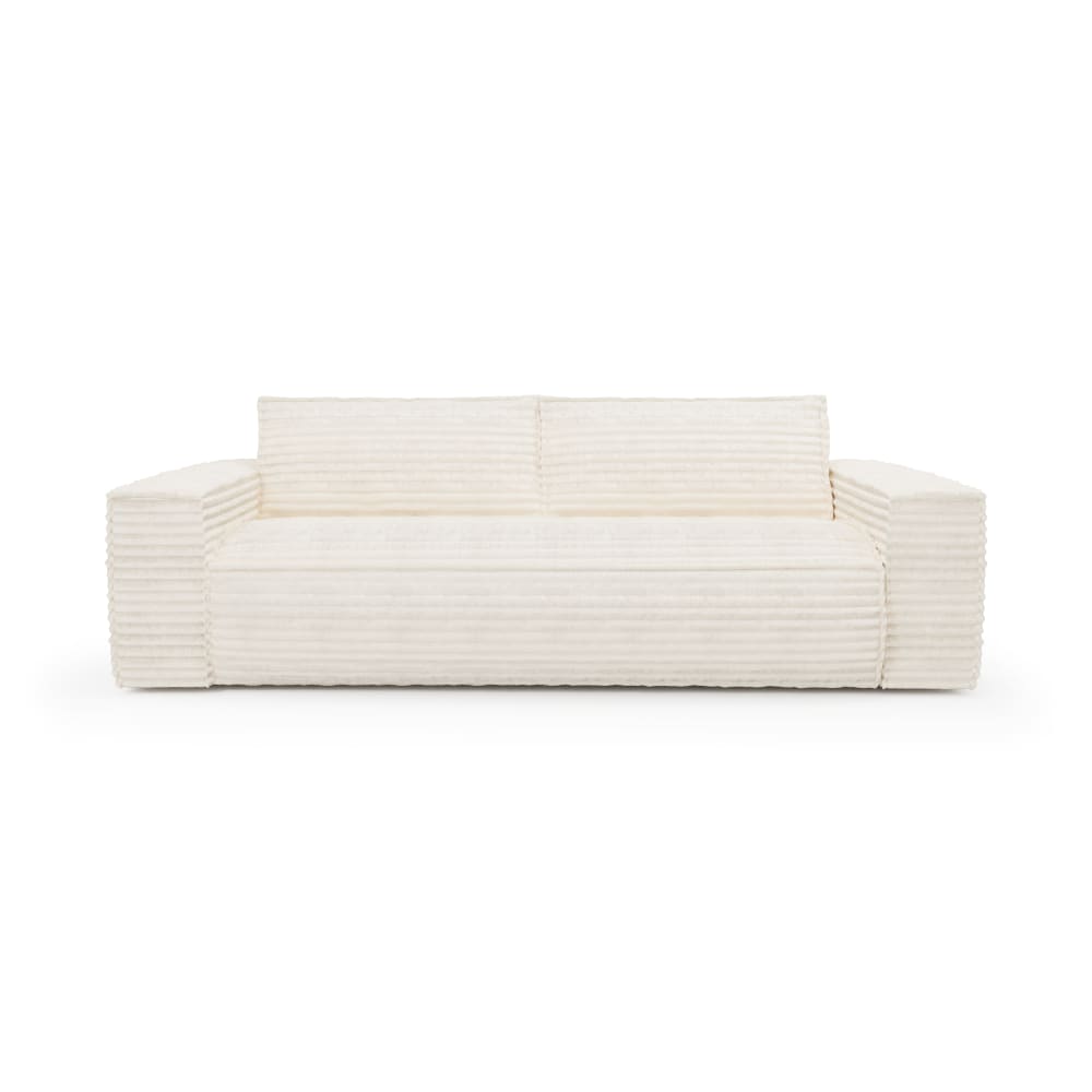Canapé convertible express dunlopillo velours côtelé XXL crème 140cm