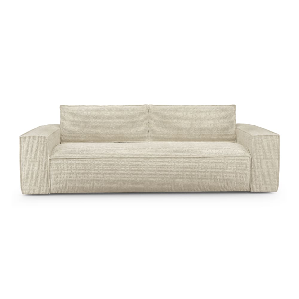 Canapé convertible express dunlopillo velours à motifs crème 140cm