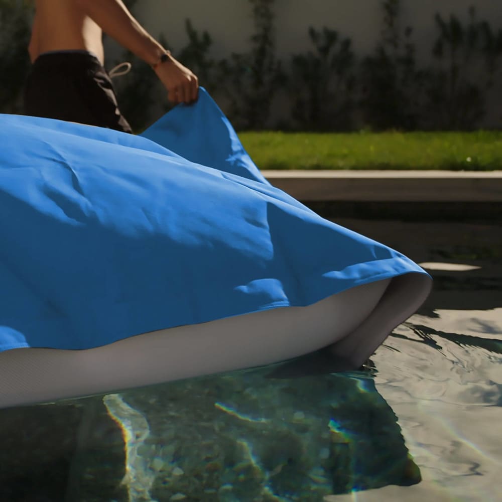 Pouf Géant XXL Déhoussable, Flottant pour Piscine, Bleu Pétrole
