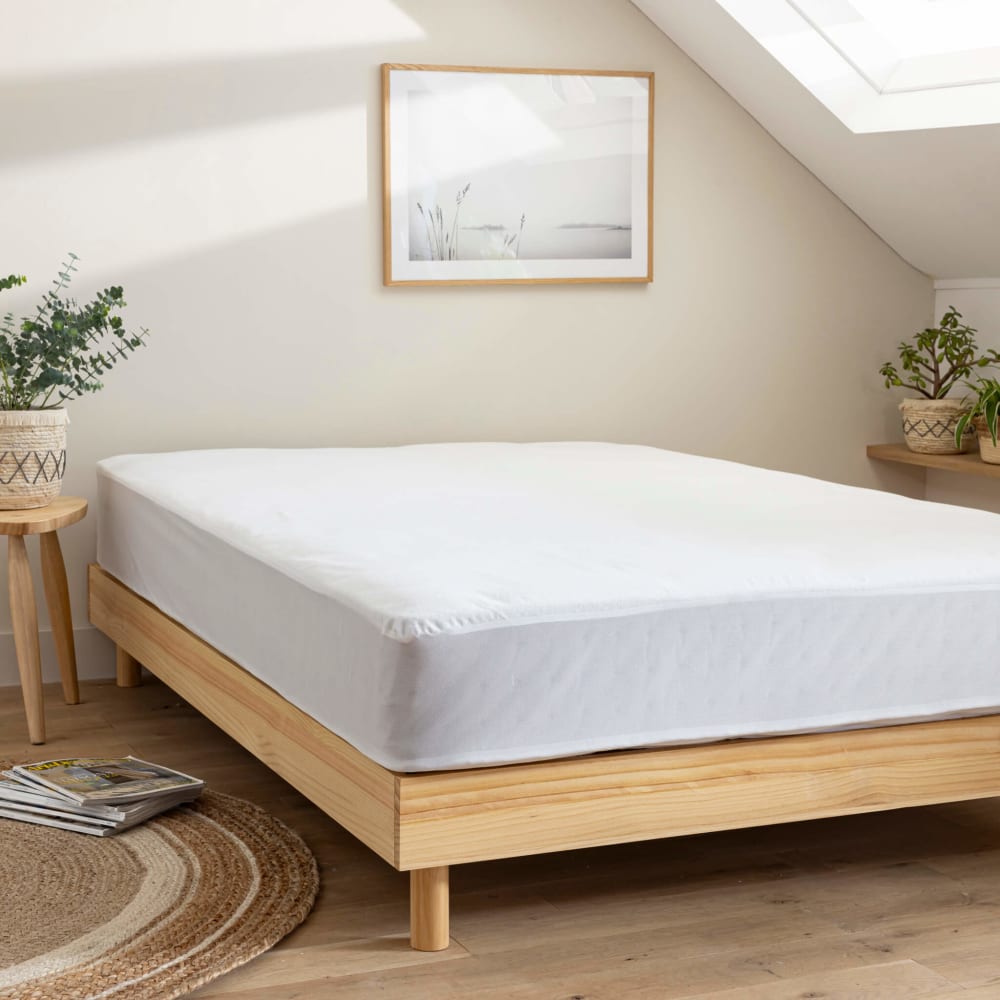 Protège matelas coton bio molleton bonnet 27 90x200 cm