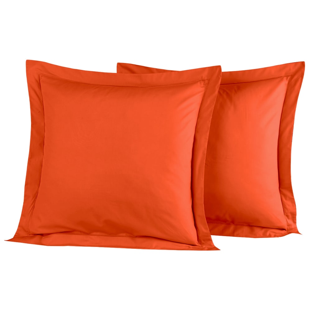Lot de 2 taies d'oreiller en percale de coton corail 65x65 cm