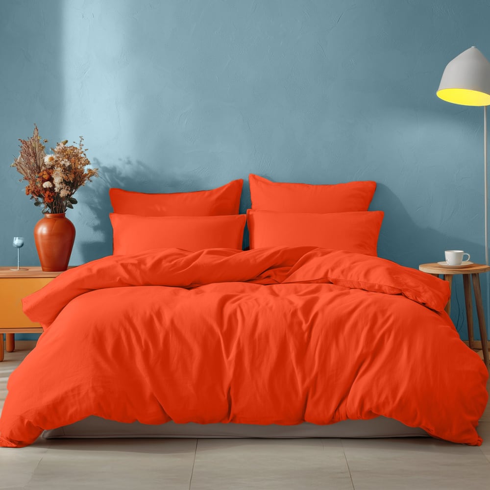 Ddrap housse en coton bonnet 30 cm corail 120x190 cm — vue 4