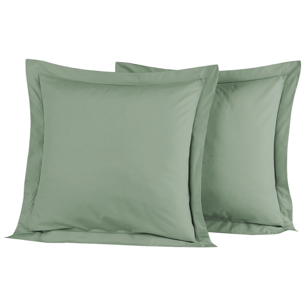 Llot de 2 taies d'oreiller en percale de coto sauge 65x65 cm Llot de 2 taies d'oreiller en percale de coto sauge 65x65 cm
