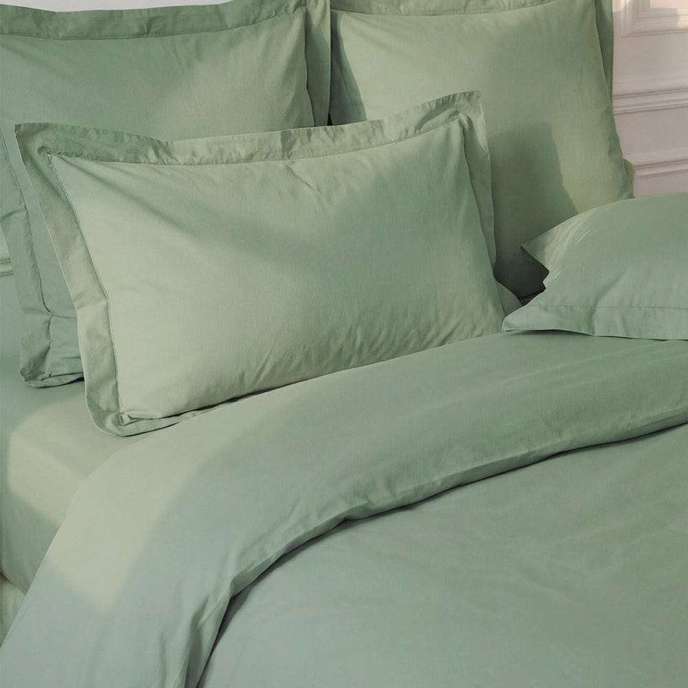 Lot de 2 taies d'oreiller en percale de coton sauge 65x65 cm - Maisons du Monde