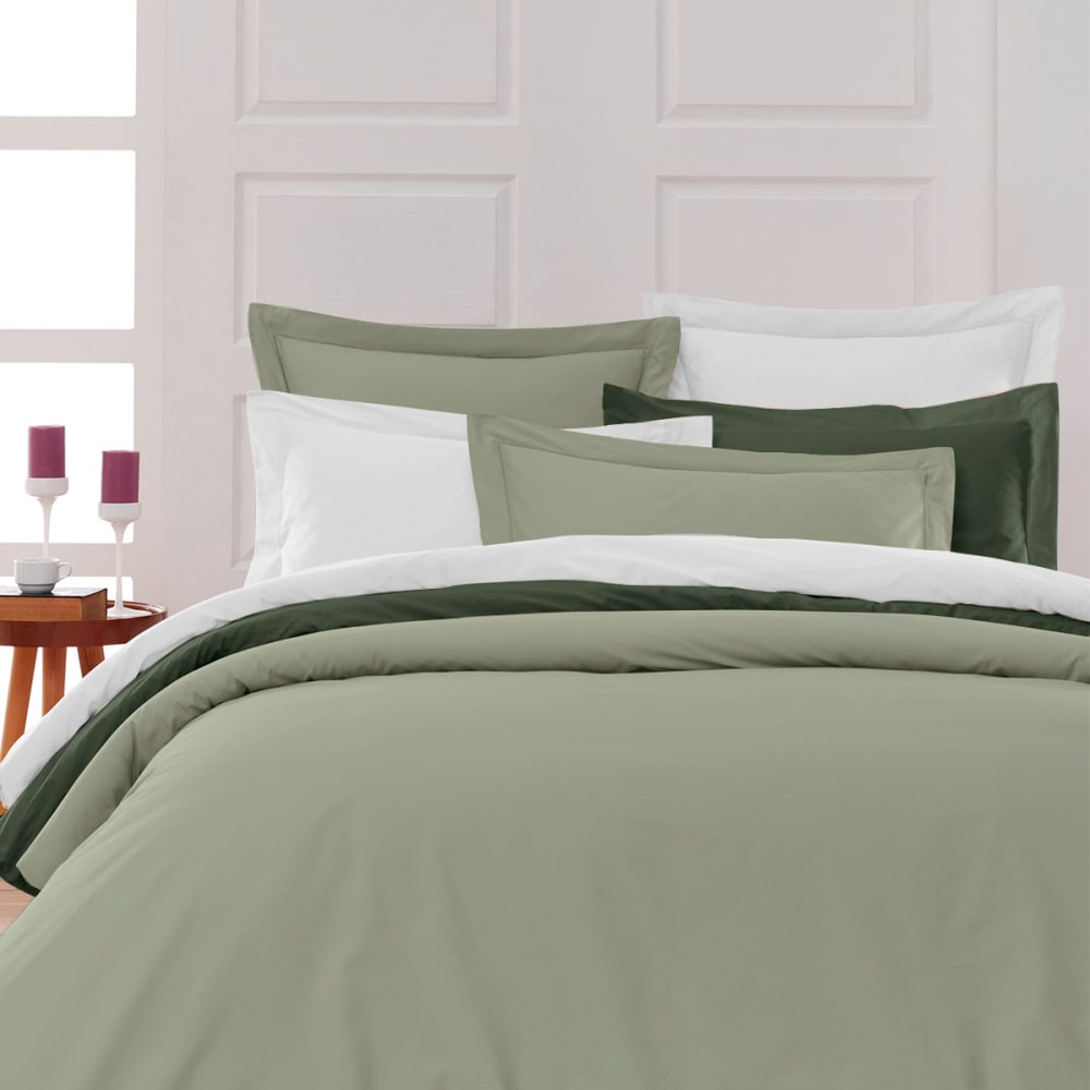 Lot de 2 taies d'oreiller en percale de coton sauge 65x65 cm - Maisons du Monde