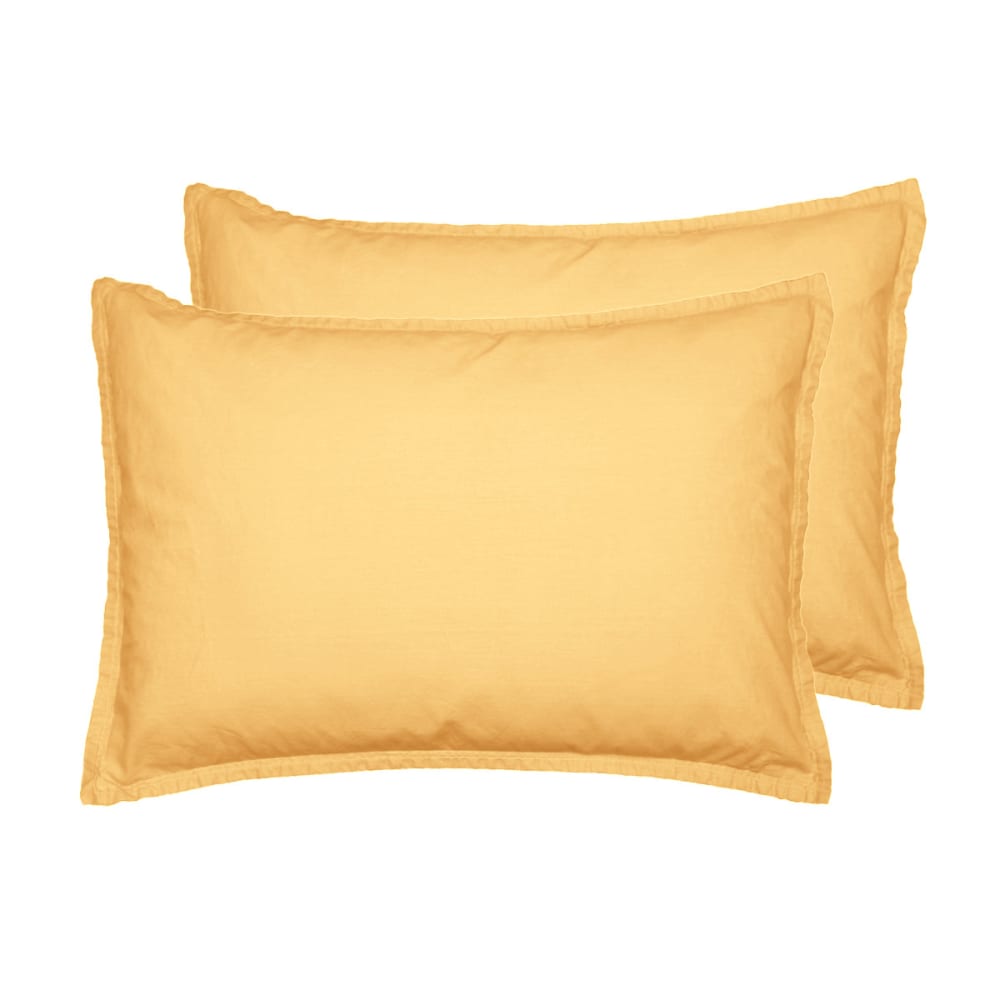 Lot de 2 taies d'oreiller en coton  miel 50x70 cm