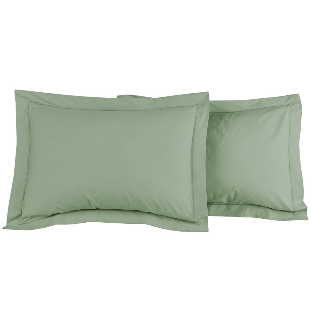 Lot de 2 taies d'oreiller en percale de coton sauge 50x70 cm