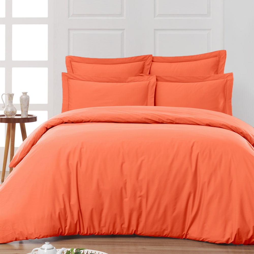 Taie de traversin en percale corail 45x185 cm — vue 3