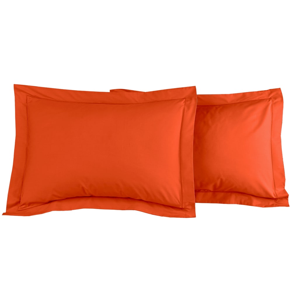 Lot de 2 taies d'oreiller en percale de coton corail 50x70 cm