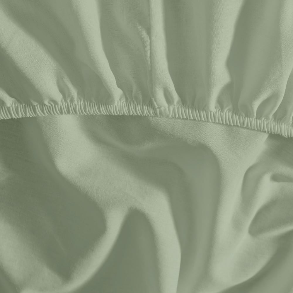 Drap housse en jersey coton bonnet 30 cm sauge 90x190 cm - Maisons du Monde
